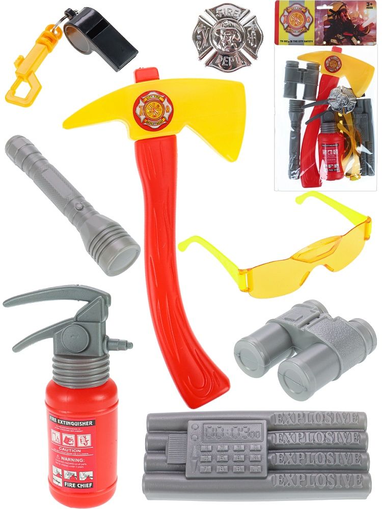 Игровой набор для мальчиков "Юный пожарный" 8 предметов, распыляется вода