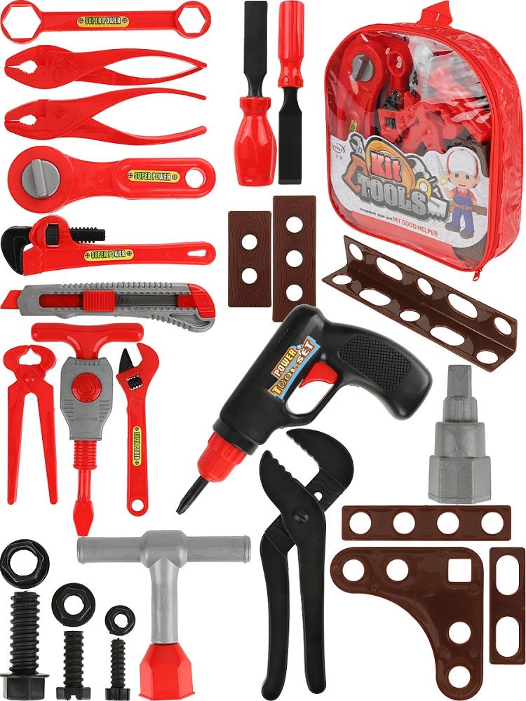 Игровой набор для мальчиков 28 предметов "Юный мастер" в сумке