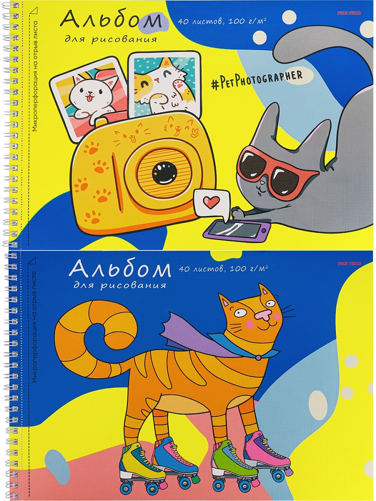 Альбом А4 40л гребень "Ретро ролики" микроперф., пл. 100гр/м*