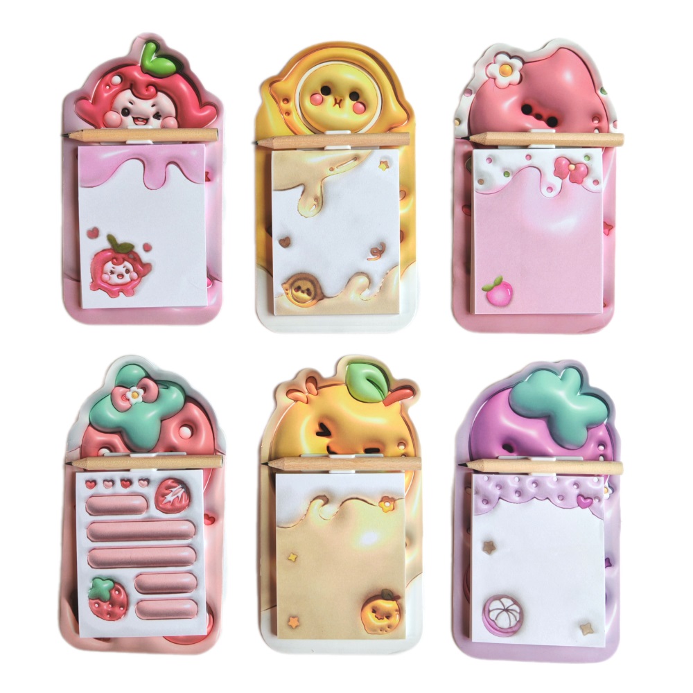 Блок д\записи на магните "Фрукты" ассорти, 40л. 90*165 мм, с карандашом