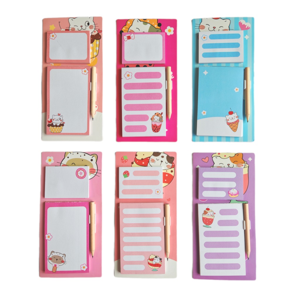 Блок д\записи на магните "Милые кошки" ассорти, 100*200 мм, с карандашом