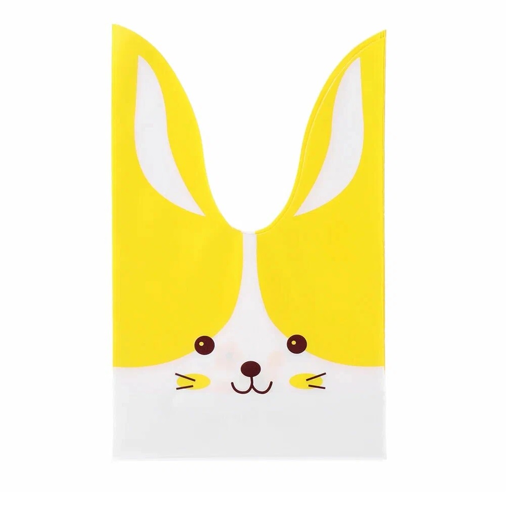 Мешок подар. ПВХ  с ушами 16*27см "Заяц" жёлтый 50шт/уп
