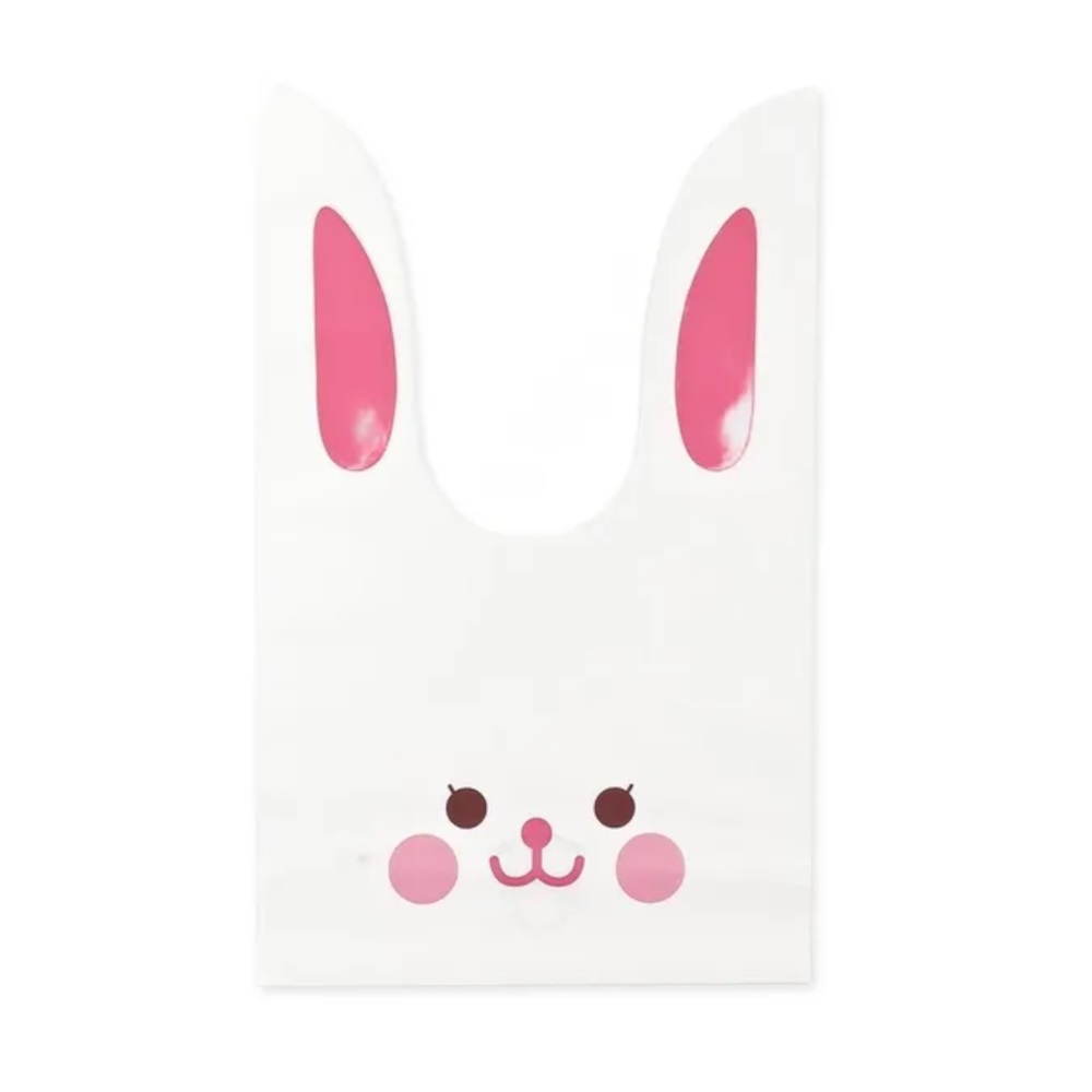 Мешок подар. ПВХ  с ушами 18*30см "Заяц" бело-розовый 50шт/уп