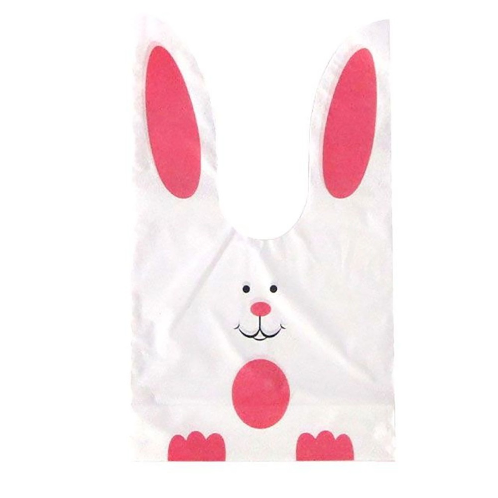 Мешок подар. ПВХ  с ушами 20*33см "Заяц" бело-розовый 50шт/уп
