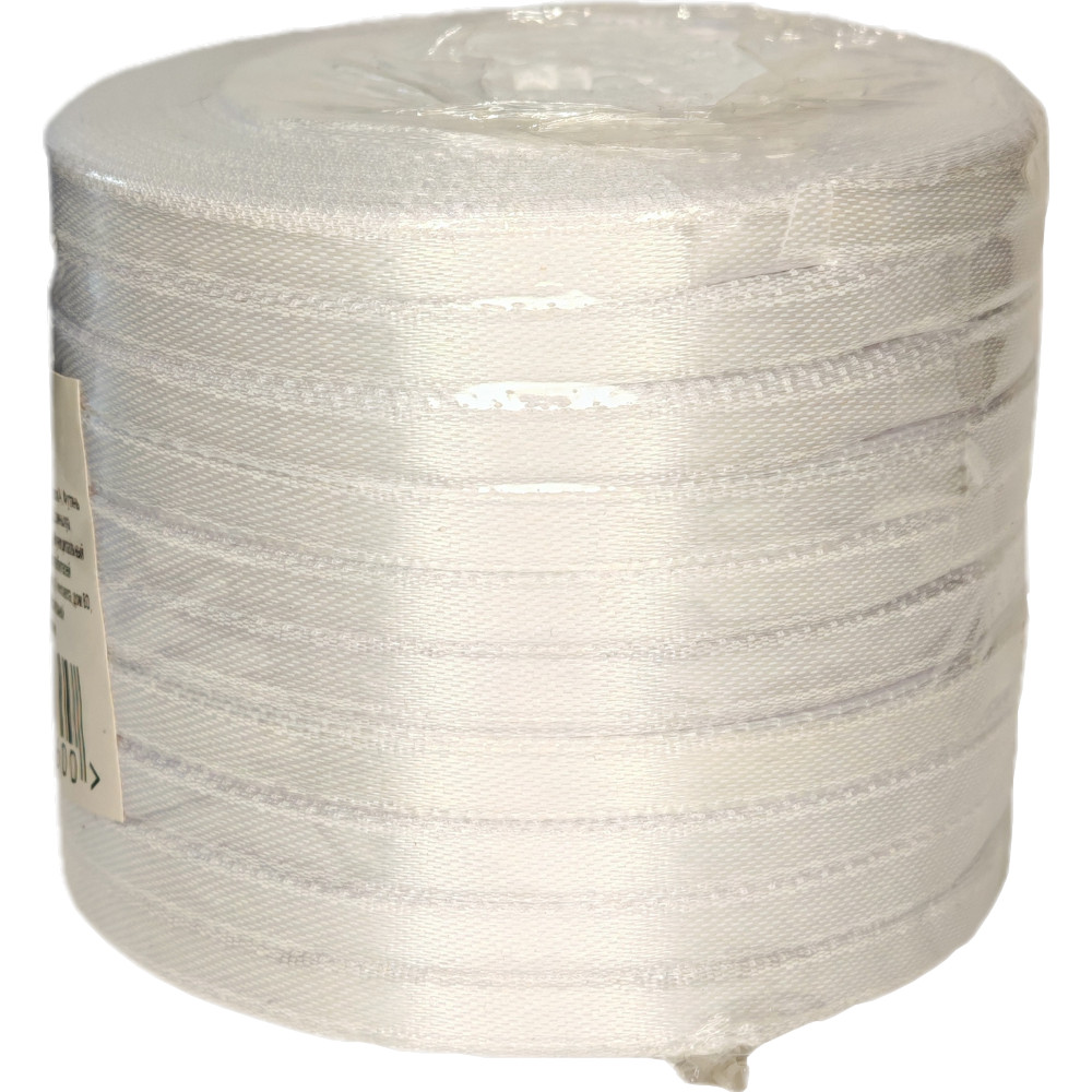 Лента упаковочная атласная  6мм, 22 м белая (10шт/уп)