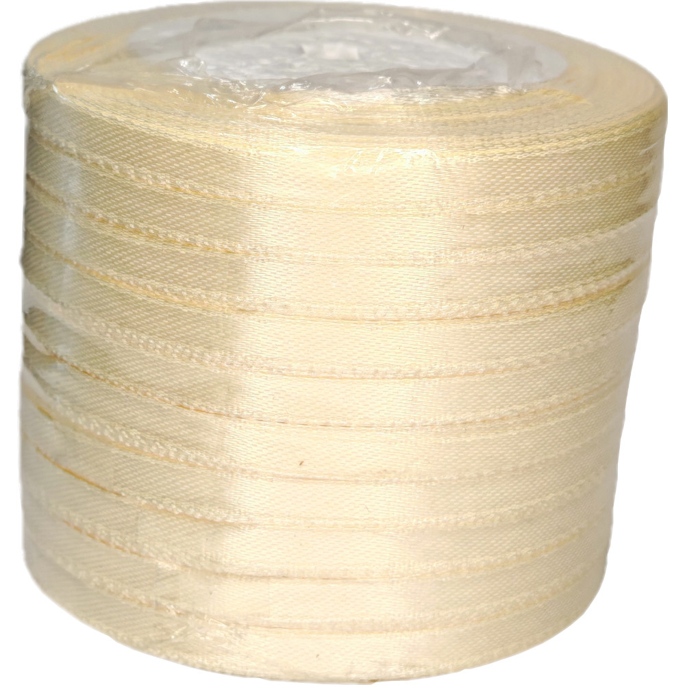 Лента упаковочная атласная  6мм, 22 м бежевая (10шт/уп)