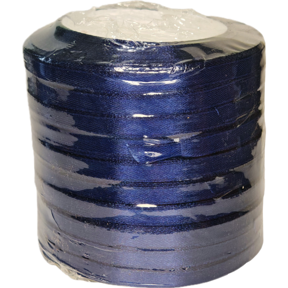 Лента упаковочная атласная  6мм, 22 м синяя (10шт/уп)