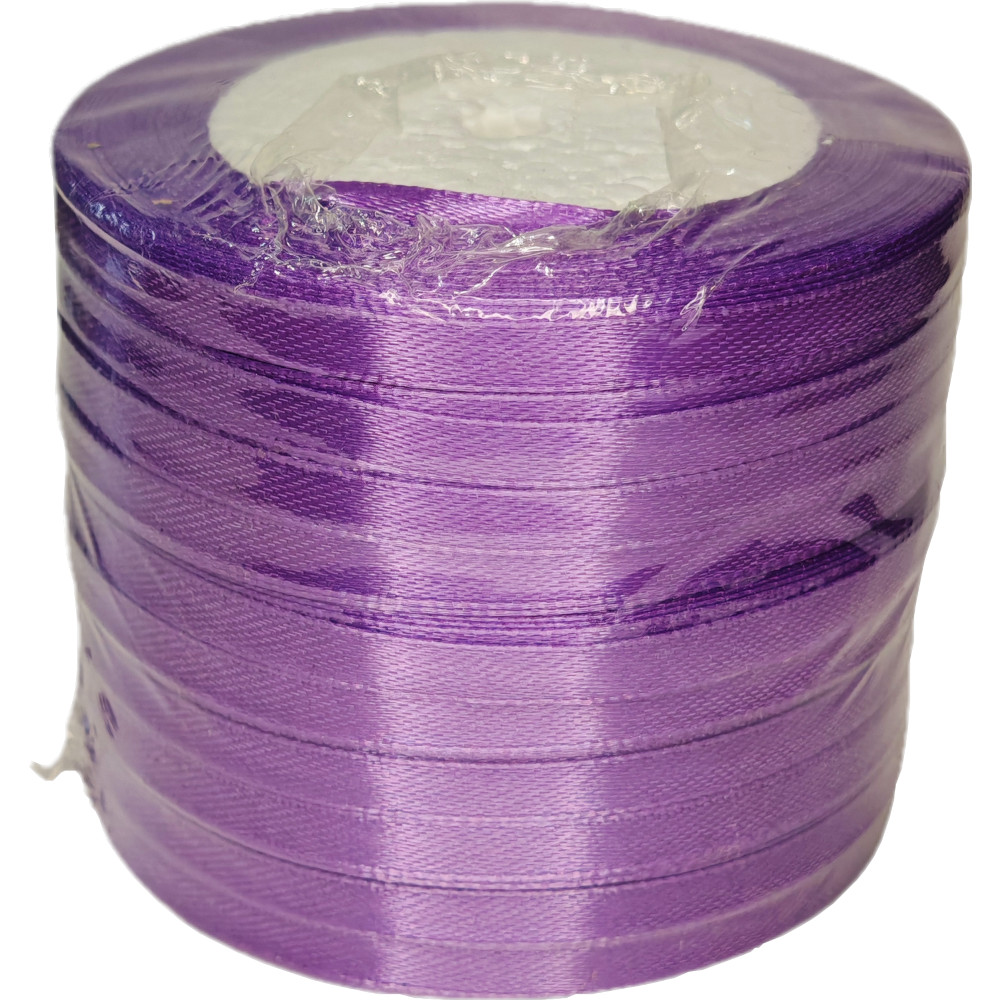 Лента упаковочная атласная  6мм, 22 м фиолетовая (10шт/уп)