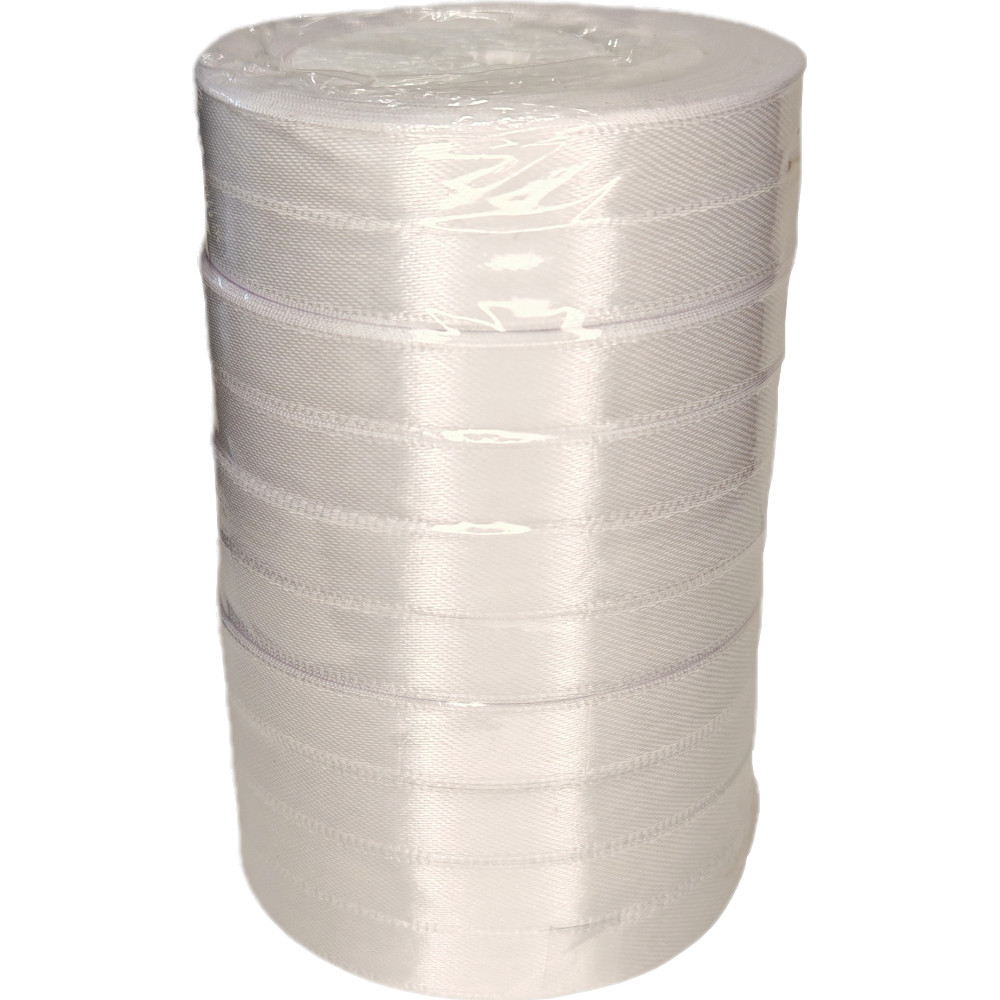 Лента упаковочная атласная 12мм, 22 м белая (10шт/уп)