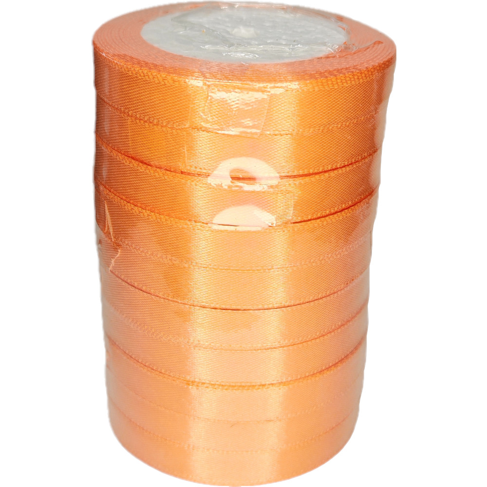 Лента упаковочная атласная 12мм, 22 м персик (10шт/уп)