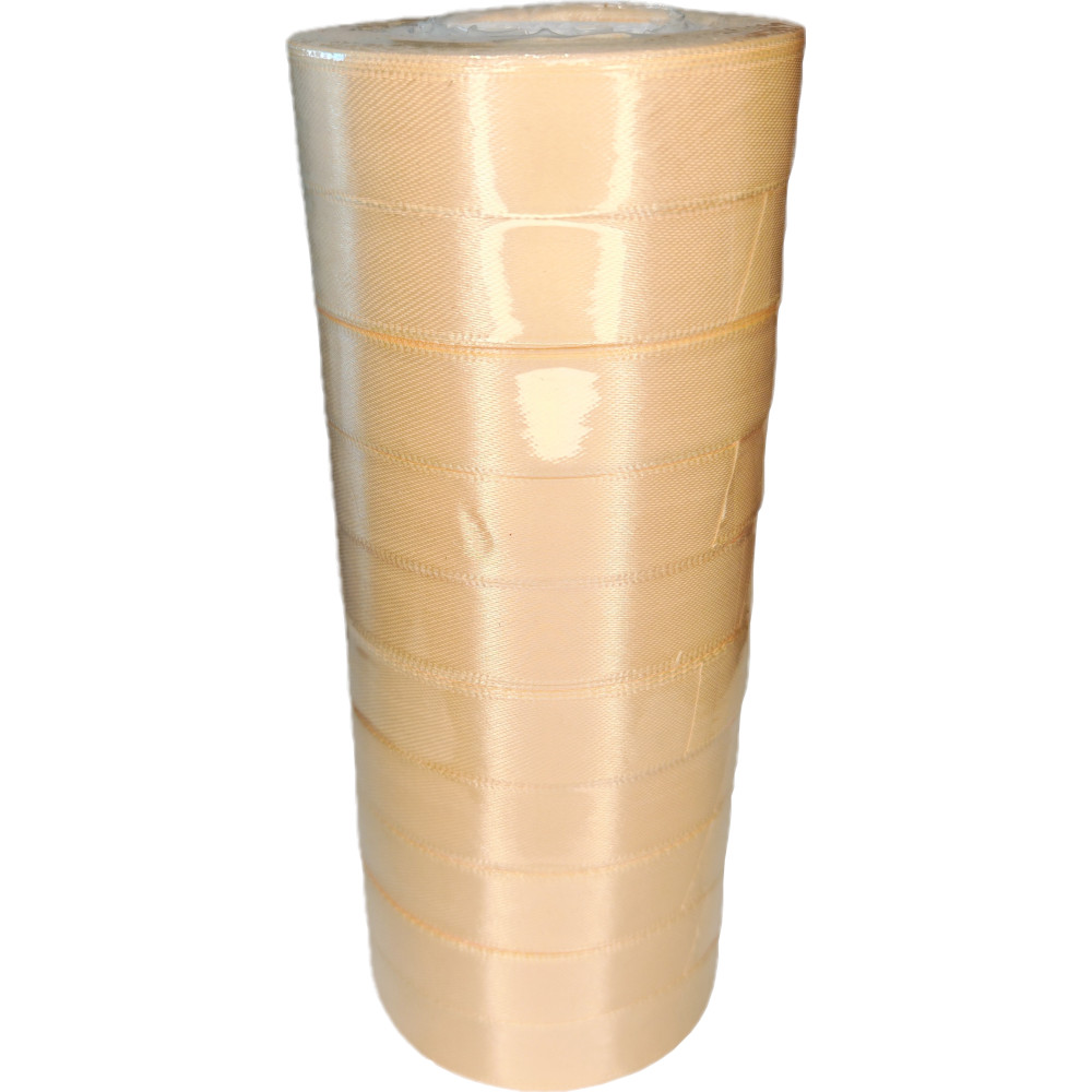 Лента упаковочная атласная 20мм, 22 м св. кремовый (10шт/уп)