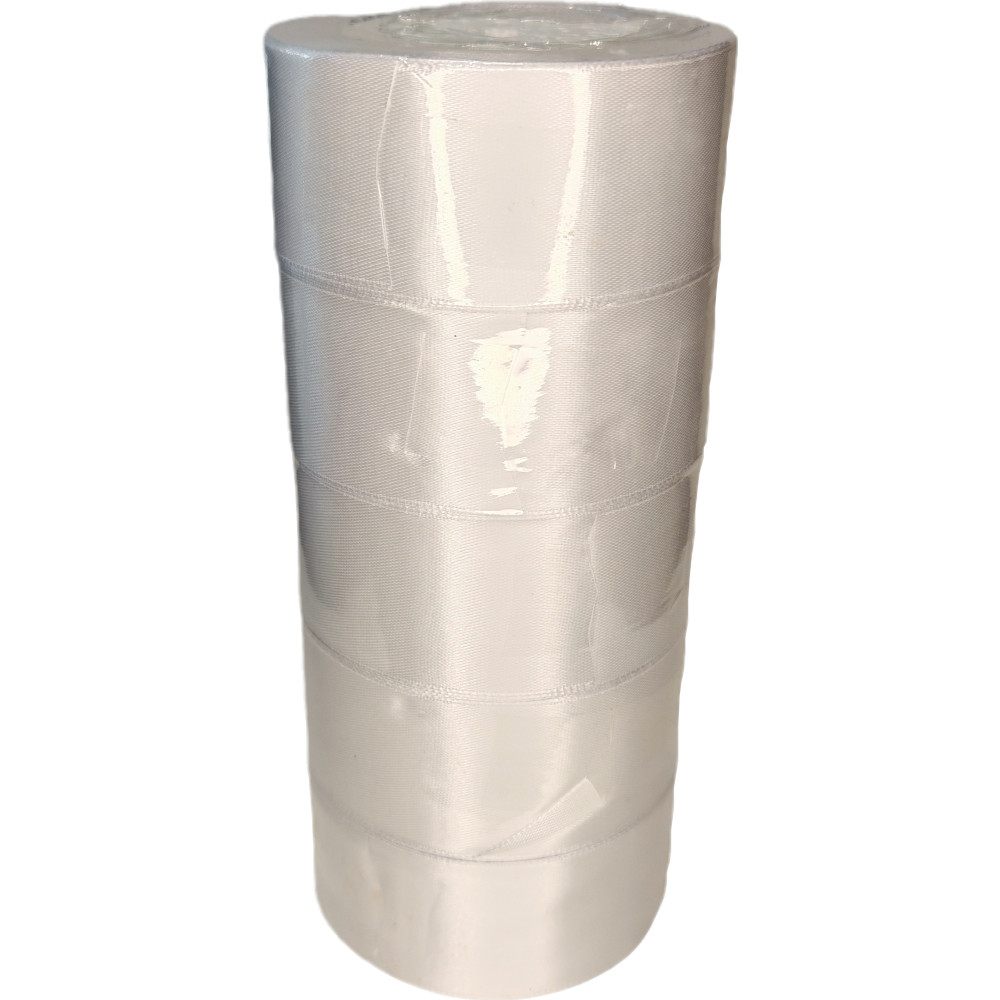 Лента упаковочная атласная 40мм, 22 м белая (5шт/уп)