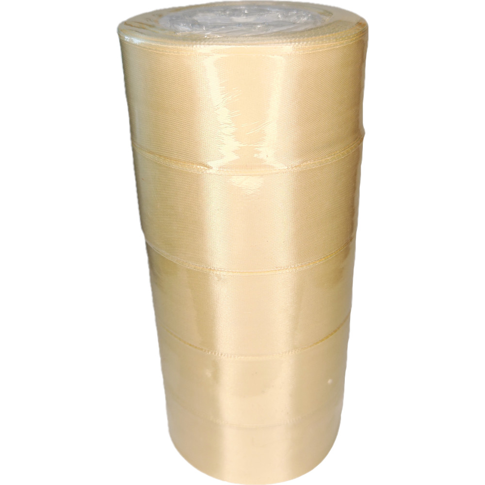 Лента упаковочная атласная 40мм, 22 м бежевая (5шт/уп)