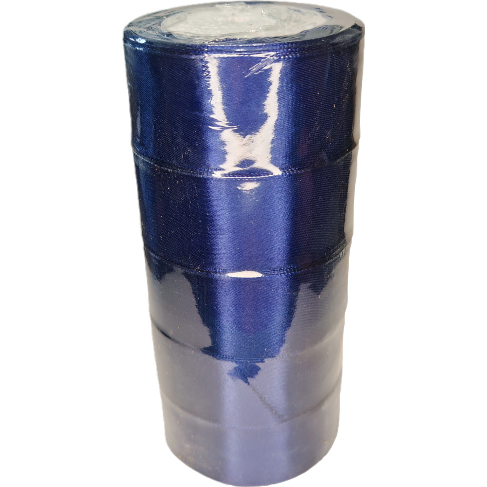 Лента упаковочная атласная 40мм, 22 м синяя (5шт/уп)