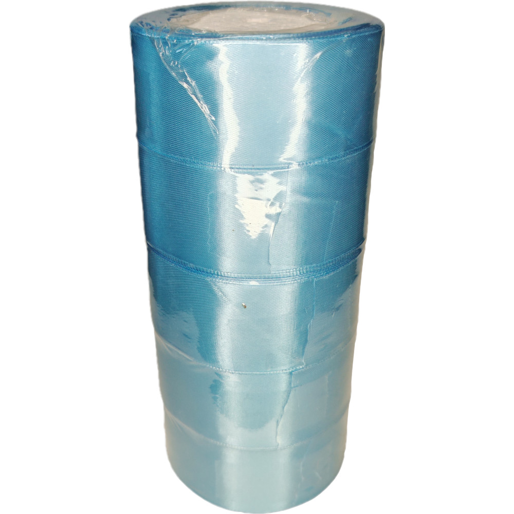 Лента упаковочная атласная 40мм, 22 м голубая (5шт/уп)