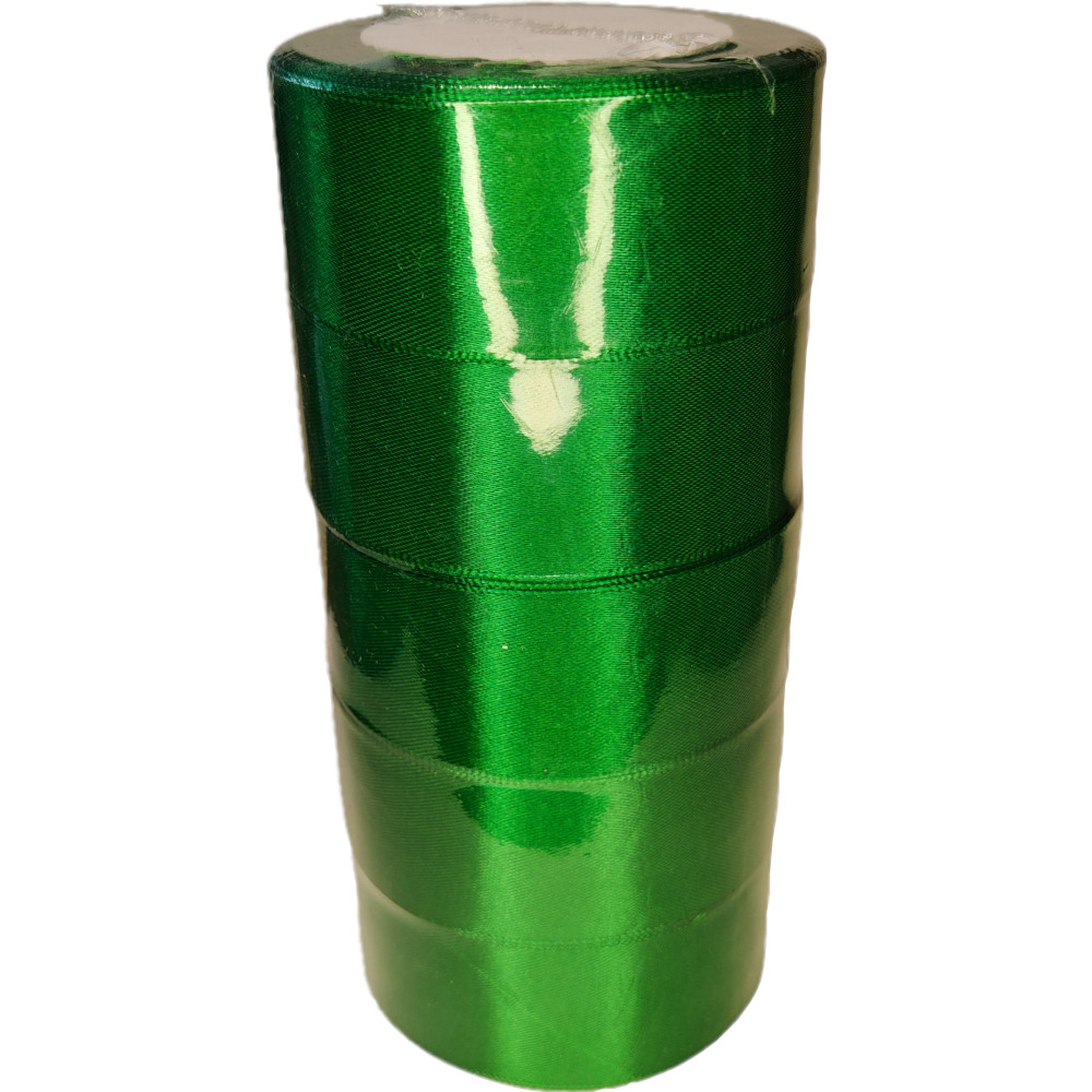 Лента упаковочная атласная 40мм, 22 м зелёная (5 шт/уп)