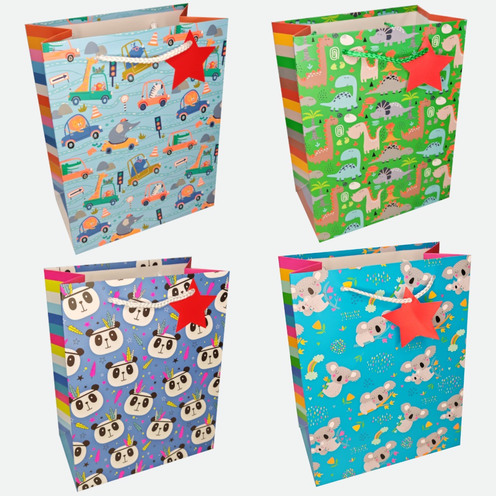 Пакет подар. бумажн. 26*32*12 см 210 гр/м2 Детки, 4 дизайна