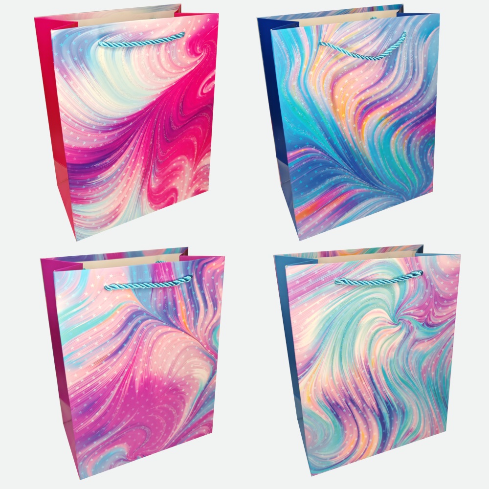 Пакет подар. бумажн. 26*32*10 см 210 гр/м2 Мрамор, 4 дизайна