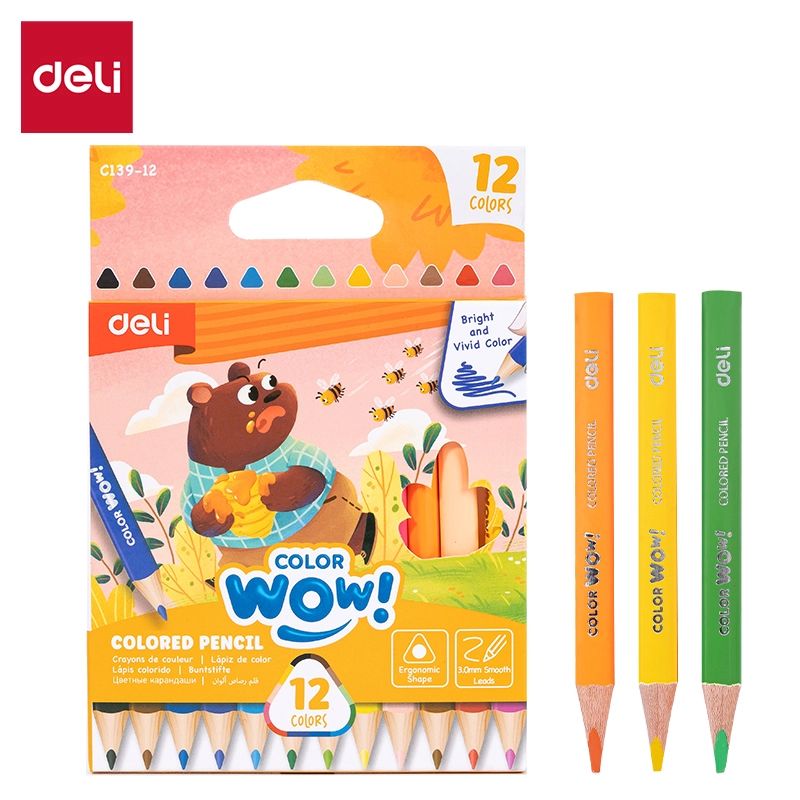 Карандаши цвет. 12цв Deli  COLORWOW! трехгранные, мини