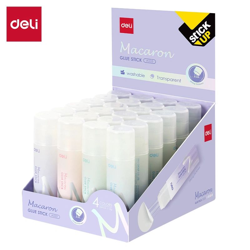 Клей карандаш Deli Macaron 15 гр. на на основе ACR, ассорти корпуса