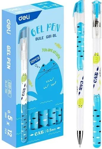 Ручка шар. Deli  автомат, синяя, 0,7мм, рез. манжета