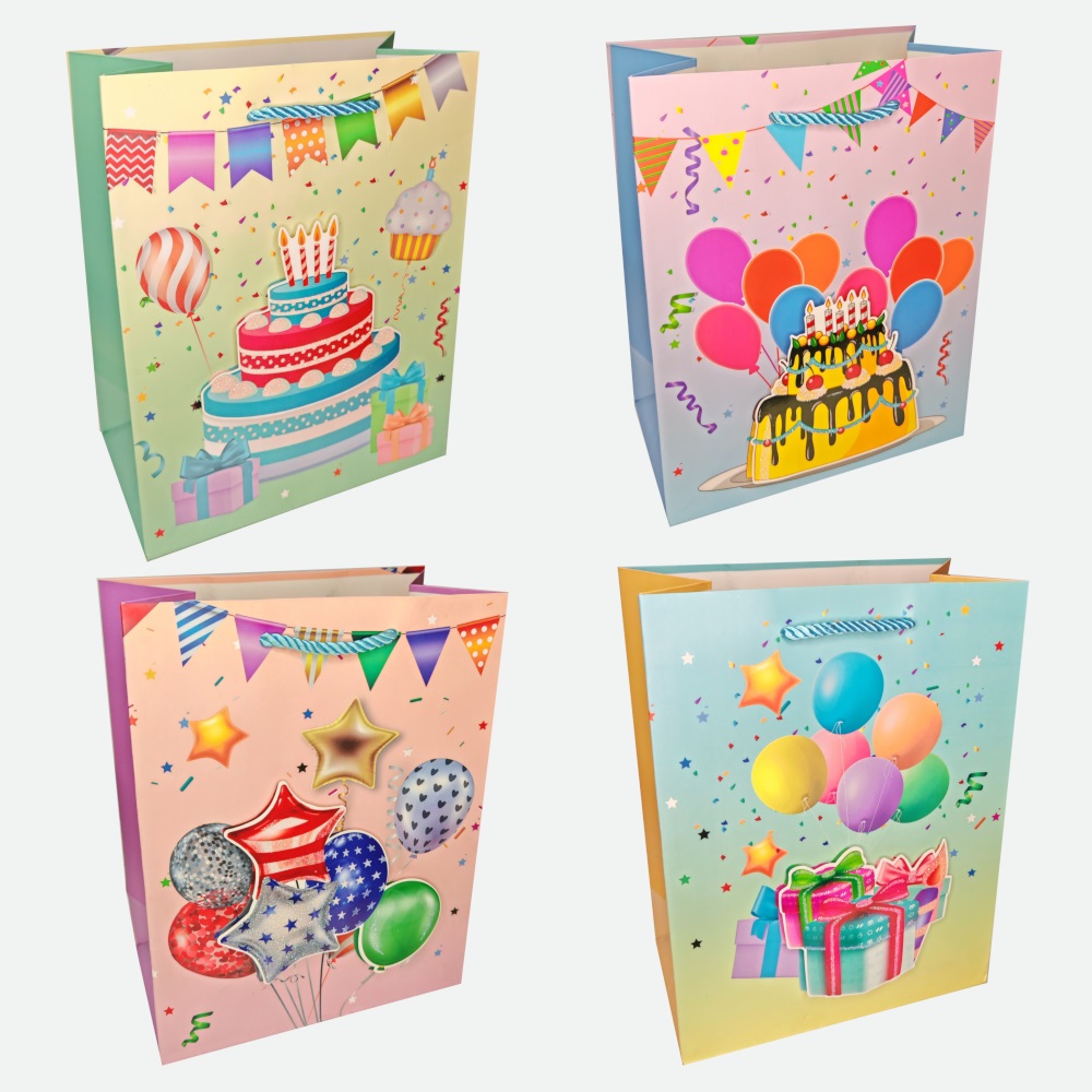 Пакет подар. бумажн. 31*40*12 см 210 гр/м2 Праздник, 4 дизайна