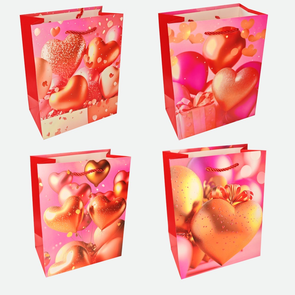 Пакет подар. бумажн. 31*40*12 см 210 гр/м2 Любовь, 4 дизайна