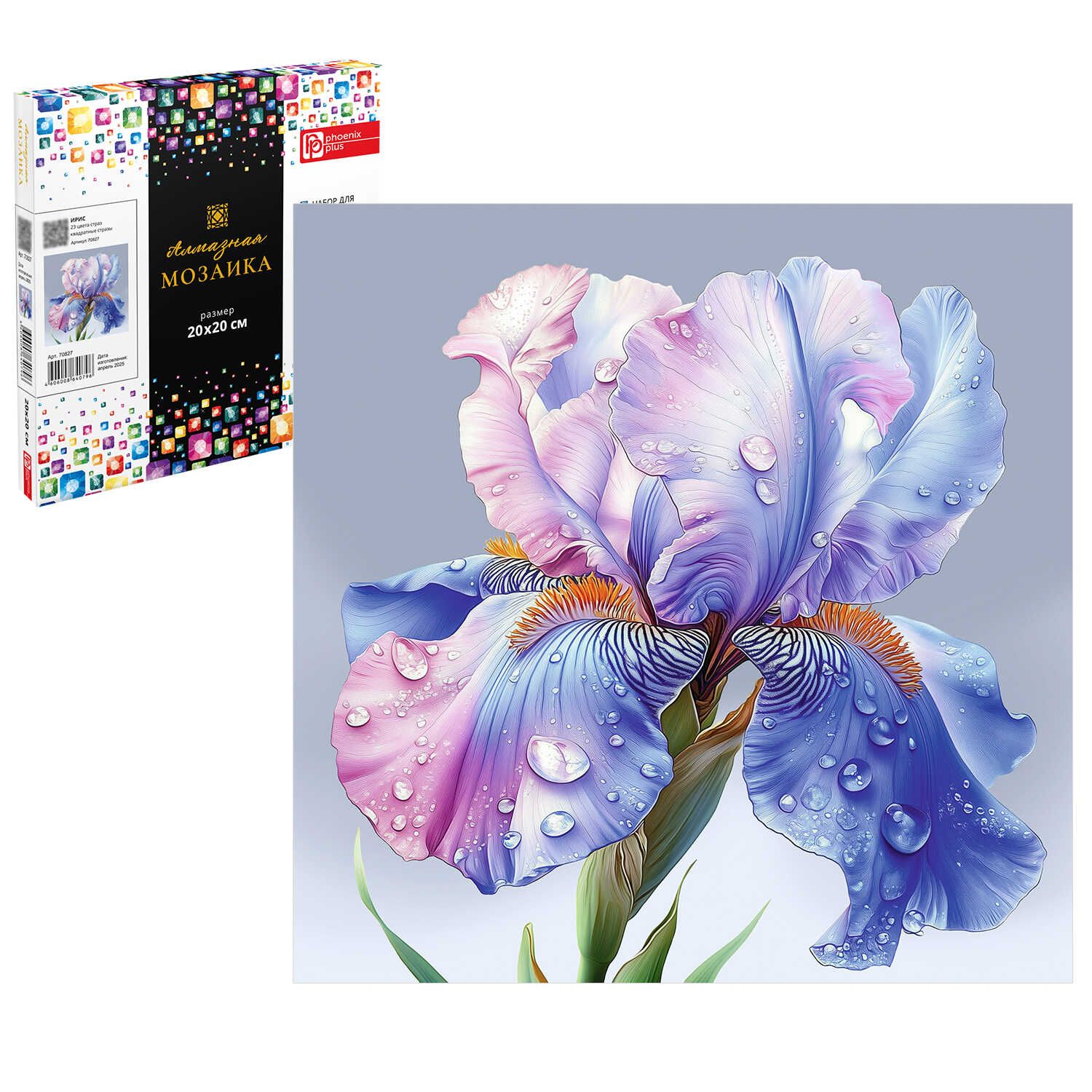 Мозаика алмазная по номерам на холсте 20*20см "Ирис" с подрамником
