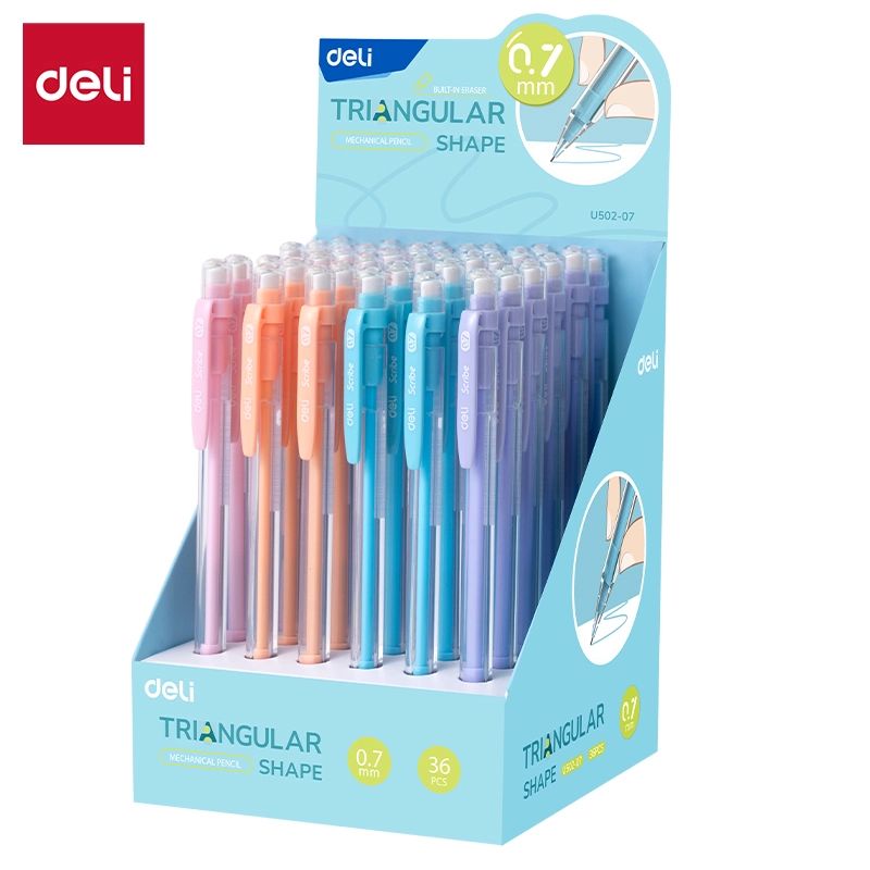 Карандаш механический 0,7 мм  DELI Scribe, с ластиком, ассорти НВ