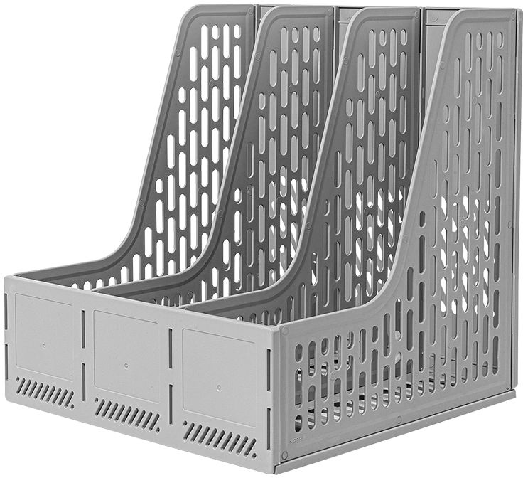 Лоток д\бумаг верт. 3-х секционный Deli 25*25*27см серый, сборный, пластик