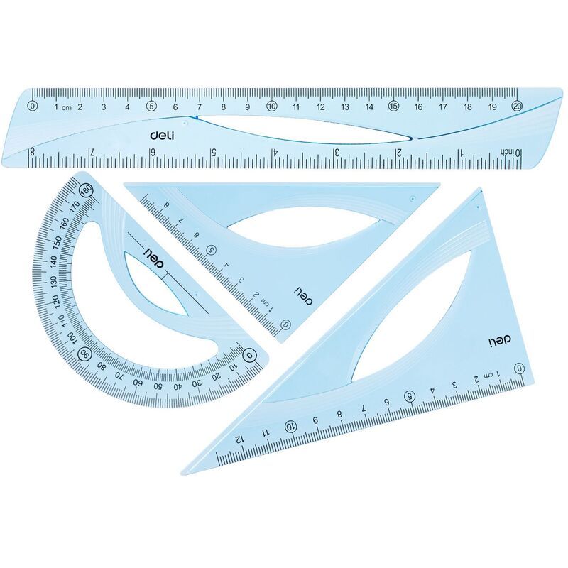 Набор геометрический Deli (2треуг., 20см лин., трансп.)