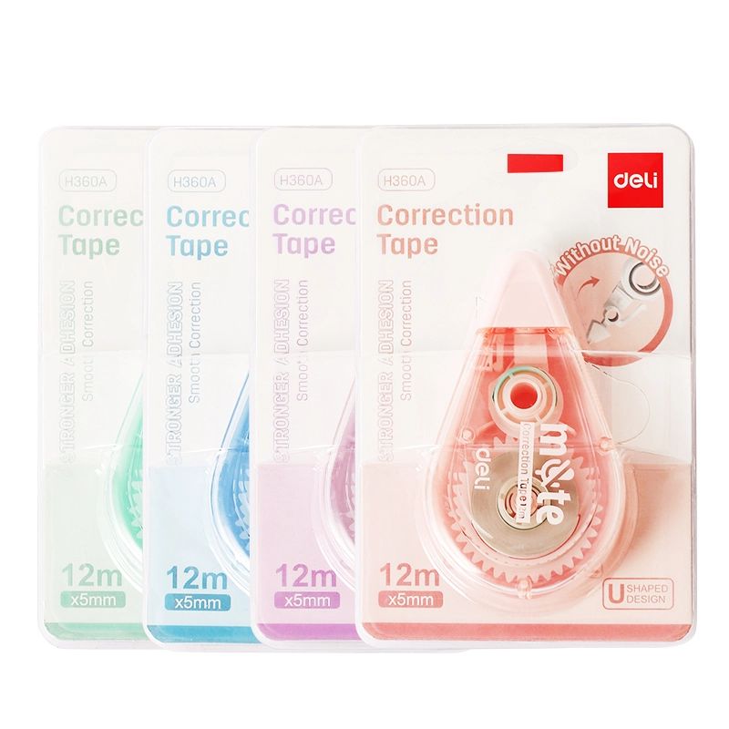 Корректирующая лента Deli Mute 5мм*12м, бесшумный механизм, ассорти