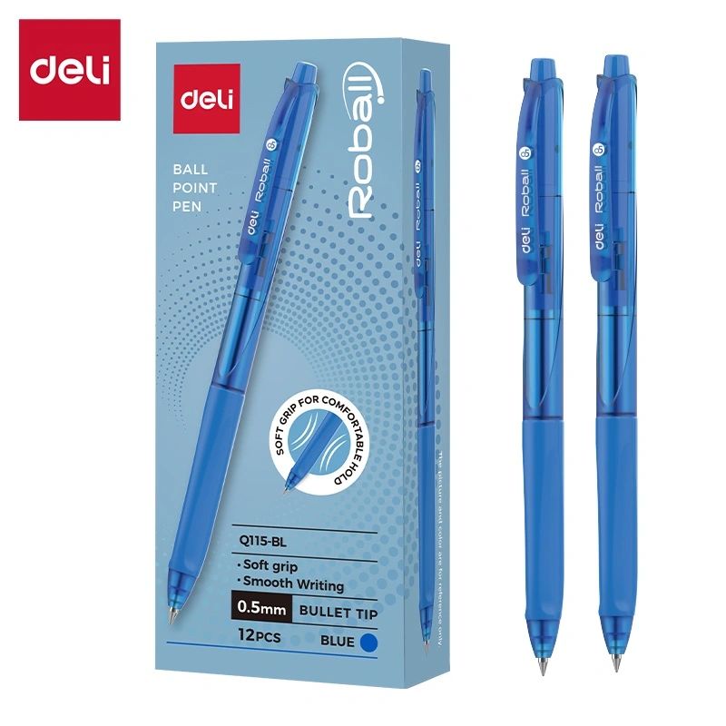 Ручка шар. Deli  автомат "ROBALL" синяя, 0,5мм, мягк.грип