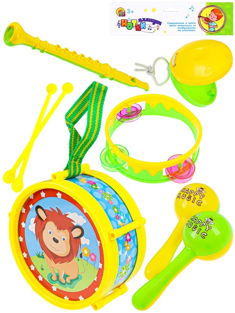 Набор музыкальных инструментов "Барабан с инструментами" 5 предметов