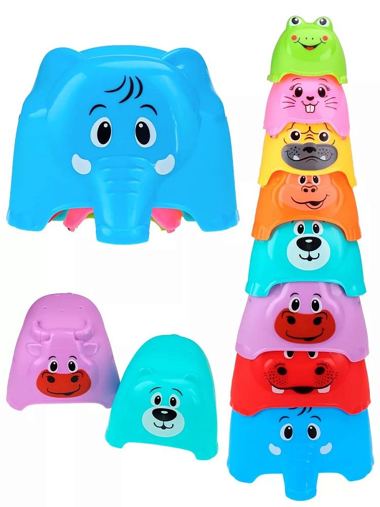 Пирамидка 8 колец "Веселые зверята-2"