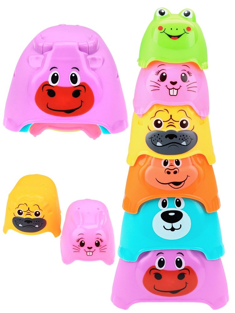 Пирамидка 6 колец "Веселые зверята"