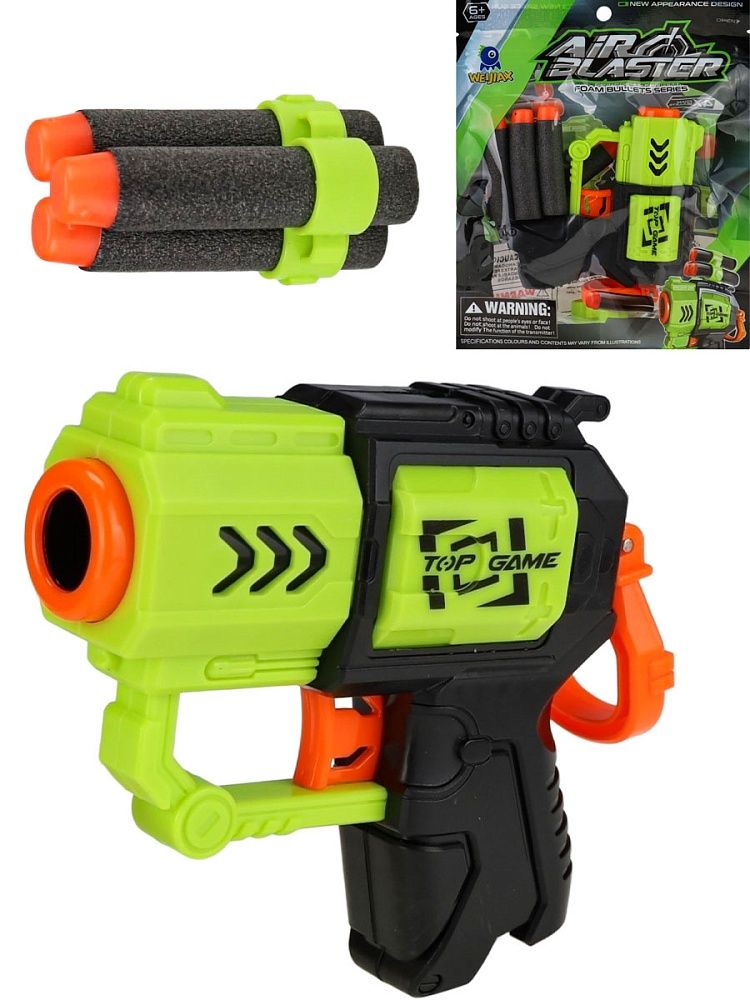 Игрушка пистолет 11см "Точная цель" 3 софт-патрона, держатель