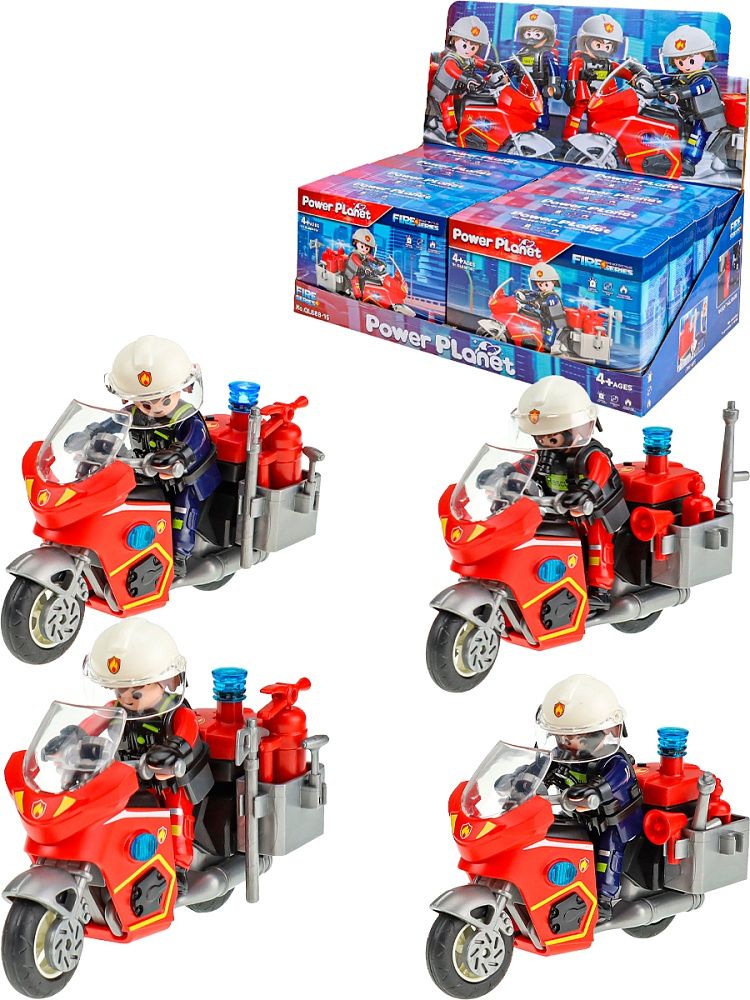 Мотоцикл 12см "Пожарный" с фигуркой, свет, 3 бат LR754 в к-те