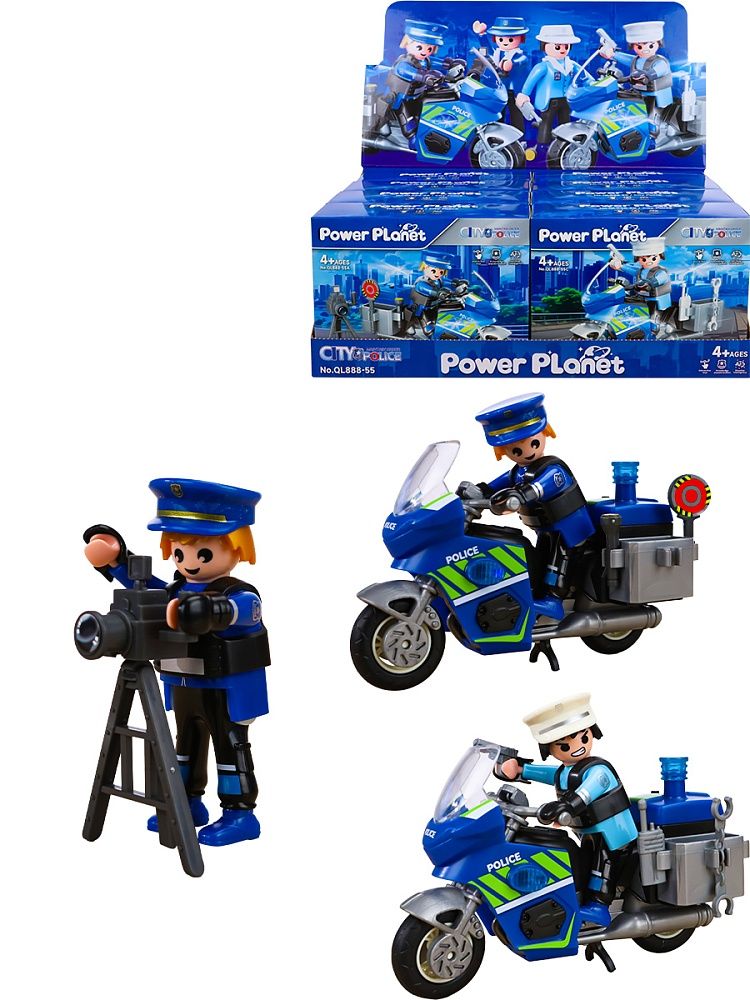 Мотоцикл 12см "Полицейский" с фигуркой, свет, 3 бат LR754 в к-те