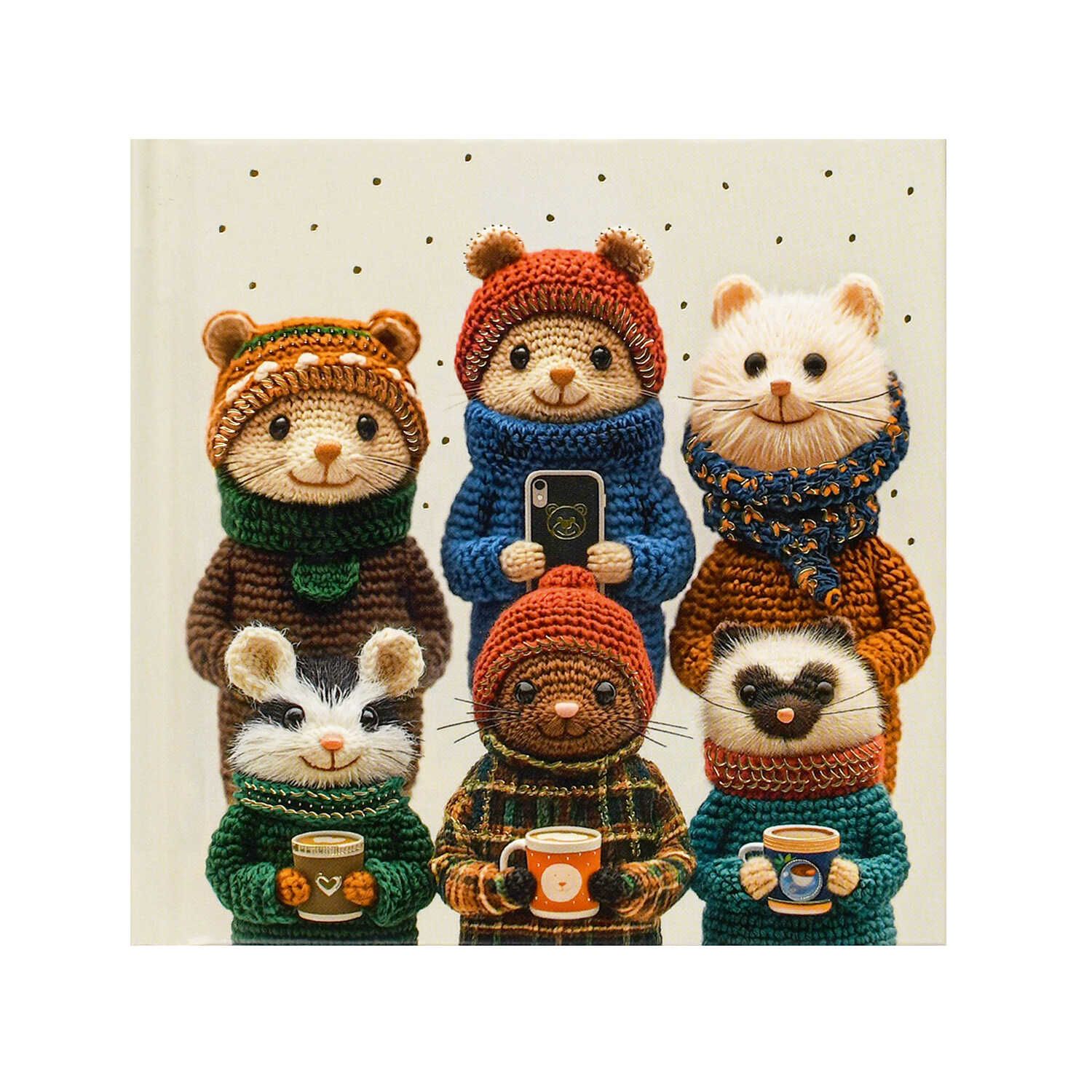 Блокнот 105*105мм 7БЦ  48л "Вязаные звери" кл., глянц.лам., тисн.фольгой