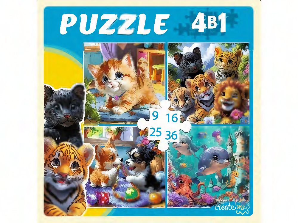 Пазлы    4в1 "Удивительное в мире животных" 9+16+25+36 элементов