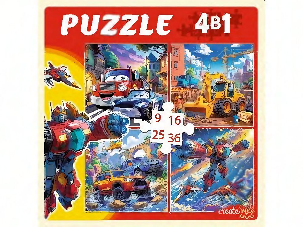 Пазлы    4в1 "Принцессы с любимыми животными" 9+16+25+36 элементов