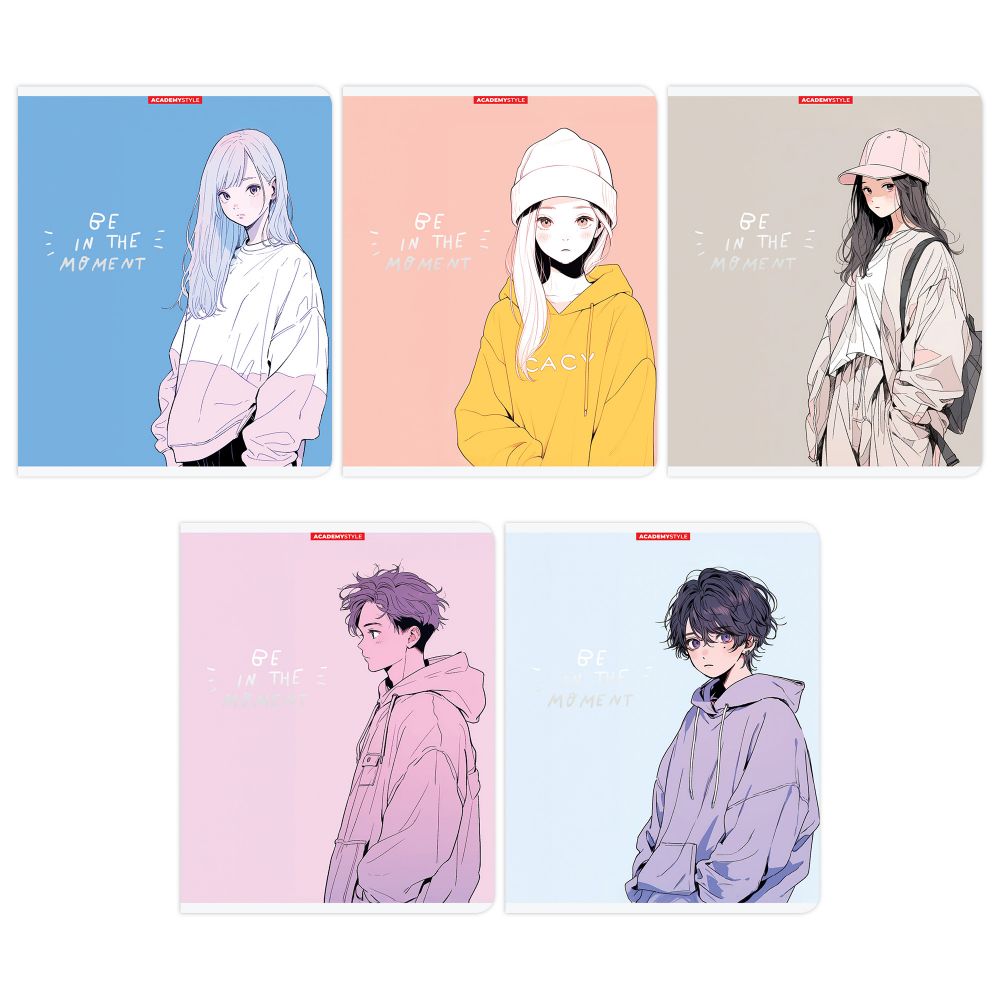 Тетрадь А5 48л кл. Academy Style "Здесь и сейчас" микротекстур., тисн.фольгой