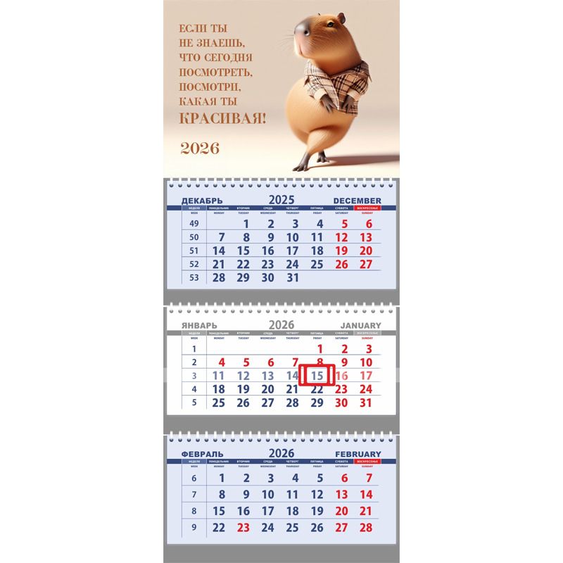 Календарь Трио  295*700мм на 2026г. Посмотри, какая ты красивая!"