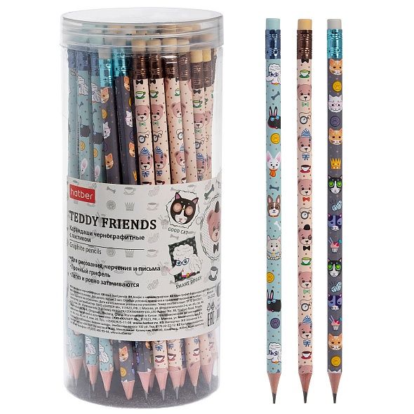 Карандаш ч/гр "Друзья Тедди" НВ с ластиком