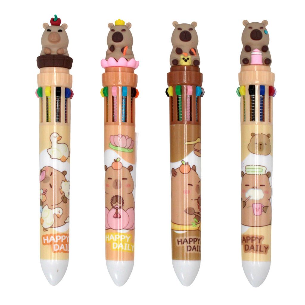 Ручка шар. многоцв. 6-ти цветная "Капибара"