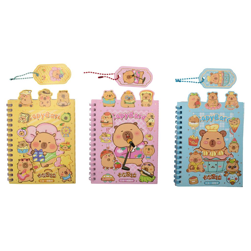 Блокнот с наклейками А6  27л. гребень "Капибара" 16 л.наклеек