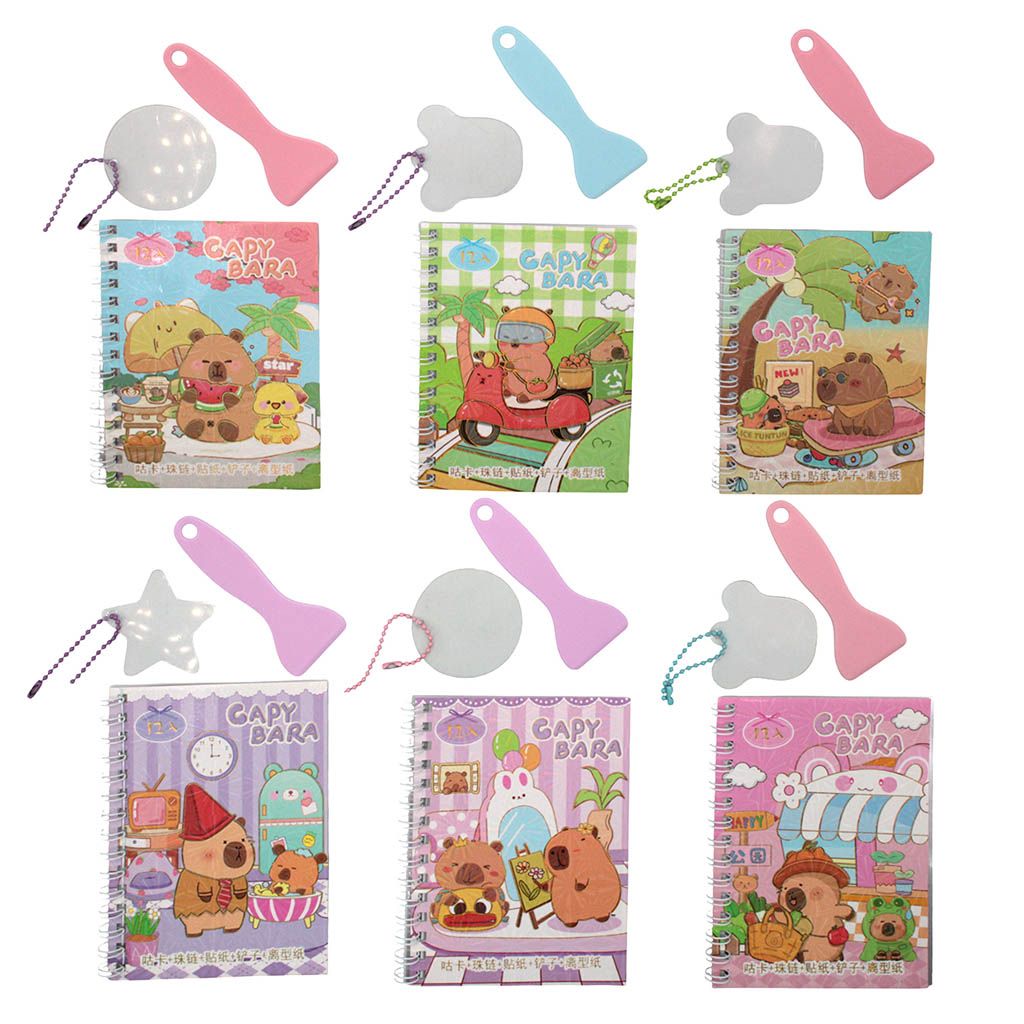 Блокнот с наклейками А6  14л. гребень "Капибара" 6 л.наклеек