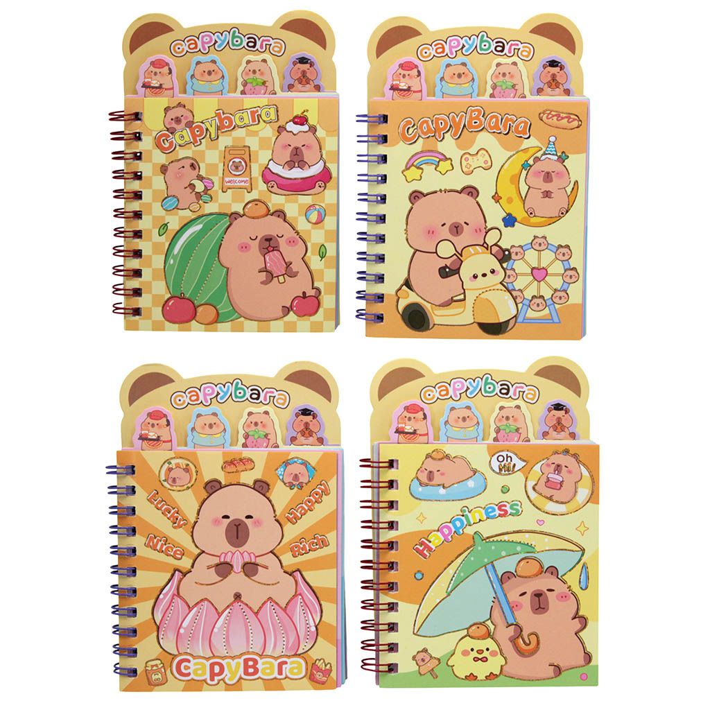 Блокнот с наклейками А6  32л. гребень "Капибара" 8 л.наклеек