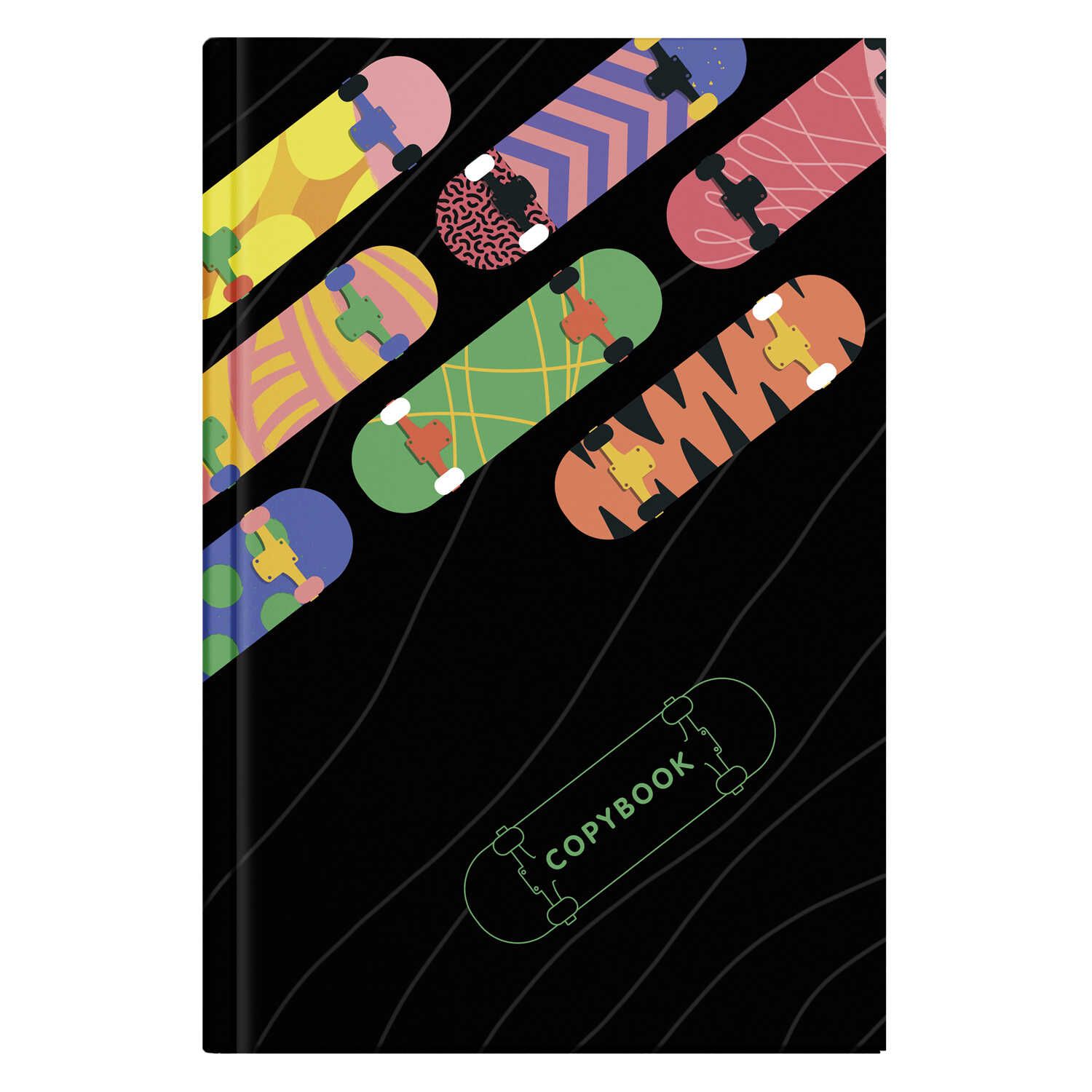 Блокнот А5 7БЦ  96л "Яркие скейтборды" кл., глянц.лам.